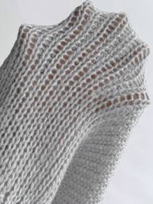 Chiquease Women's Solid Color V-Neck Sheer Knit Sweater Daily Casual, Knit Pullover Fall Winter - Grey - View 8