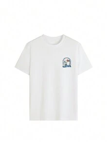 Ladies' Summer Slogan Palm Tree Printed Round Neck Shoulder Sleeves Loose Casual T-Shirt Graphic Tees Women White Top Black Top Pink Top Vacation - White - View 3