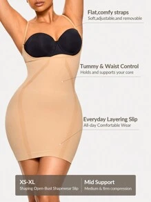SHEIN Shape Shaping Open-Bust Shapewear Slip Dress Body Shaper Bust& Butt Lifter-Tummy Waist Thigh Control