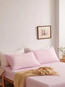 2pcs Pink Super Soft Plain Pillowcase Lightweight Bedding Envelope Closure Solid Color Bed Pillow Cover, For Bedroom Dormitory Bedding Back School Bedding