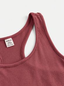 SHEIN Girlism 罗纹针织休闲少女连体衣 - 粉色 - 查看 3
