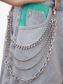 ROMWE Grunge Punk 1 件女士朋克风格多层金属腰链 - 銀色 - 查看 2