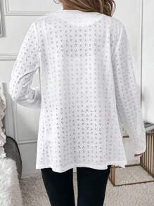 SHEIN Clasi Women's Solid Color Lace Casual Regular Jacket,Fall Clothes - White - View 6