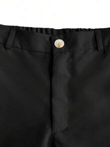 Calvornis Men's Solid Color Slim Fit Casual Dress Pants With Pockets - Black - View 3