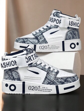 Mid-Top Breathable Leather Sport Shoes, Casual Sneakers For Teenagers