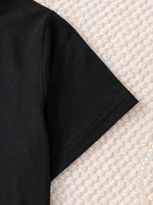 Tween Girl Koala & Letter Graphic Tee & Trousers PJ Set - Black - View 4