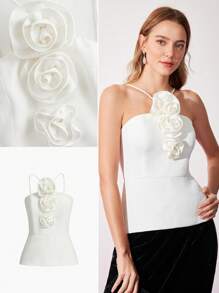 MOTF PREMIUM ROSETTE PEPLUM TOP
