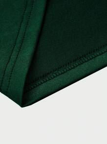 SHEIN Belle Vestido de verano de talla grande, elegante, con patchwork de jacquard, arrugado y con tirantes divididos - Verde Oscuro - Ver 3