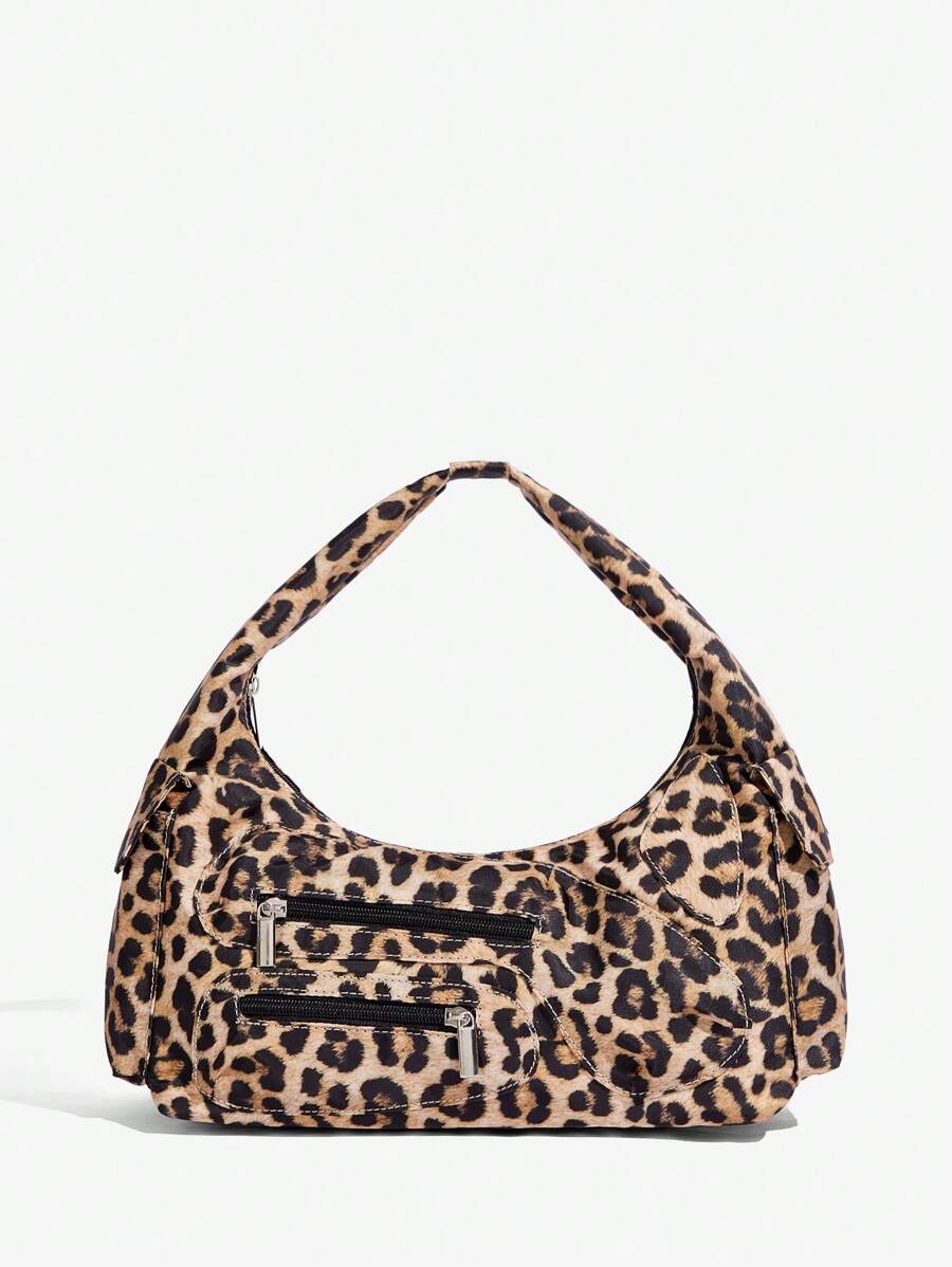 SHEIN ICON SENHORAS, MULHERES Bolsa de Ombro, BOLSA HOBO, Meninas Elegantes, Doces e Legais, Y2K, Estampa de Leopardo, Rua, Para Compras, Escola, FACULDADE, Encontro