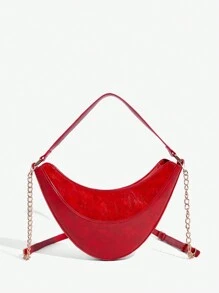 SHEIN ICON 女士、女式单肩包、流浪包、时尚、甜美酷炫女孩、Y2k、街头、酷炫、个性化、简约、多功能、万圣节 - 紅色 - 查看 4