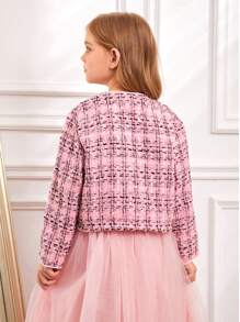 Tween Girls' Elegant And Gorgeous Pink Coat With Bowknot - Pink - View 2