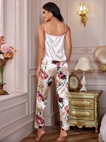 Bộ áo và quần PJ Satin Cami in hoa/Bộ Pyjama - Rượu sâm banh - Xem 2
