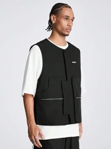 Manfinity VCAY Chaleco suelto de punto llano para hombres, estilo de salida de moda para amigos