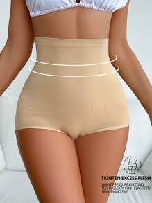 Ropa interior moldeadora de control de abdomen de cintura alta casual de unicolor para mujer