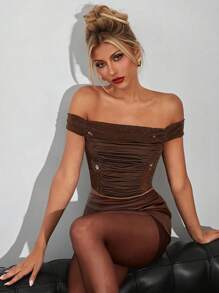 Hauture Women's Off The Shoulder Top With Sheer Sides And Back