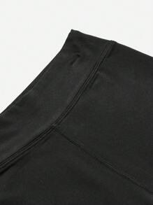 SHEIN Tween Girls' Athletic Shorts With Letter Pattern - Black - View 4