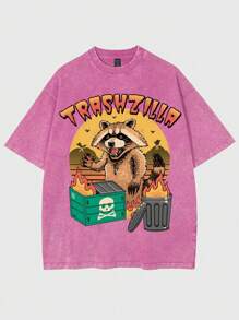 Vincenttrinidadart ROMWE MEN Męska koszulka z krótkim rękawem w stylu vintage, sprana, w stylu ulicznym