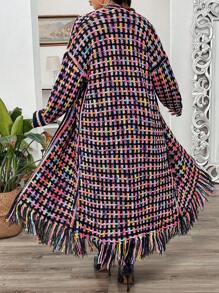 Calvaya Plus Size Textured Long Cardigan Sweater, For Winter Fall Cloth For Women