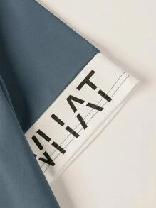 Manfinity Homme Hombres verano deportes y ocio camiseta de manga corta de cuello redondo impreso de bloques de color letras y pantalones cortos