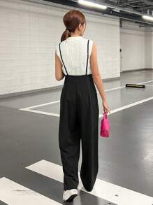 DAZY 女士春夏休闲纯色吊带宽松连体裤女式连体裤 - 黑色 - 查看 2