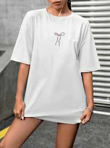 INAWLY Áo thun tay ngắn in họa tiết Đức tin vượt qua nỗi sợ hãi cho nữ Áo thun họa tiết nữ - trắng - Xem 4