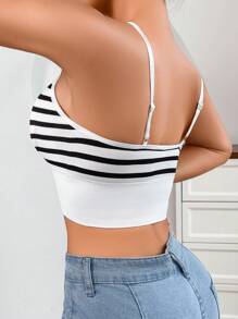 1 pieza Set de lencería romántica a rayas para mujer - Multicolor - Ver 1