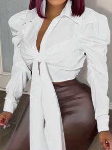 Slaydiva Woven Tie Casual Women's Shirt