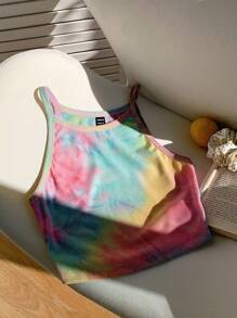 Comfortcana Parte superior de camisola de punto con efecto tie-dye para mujeres