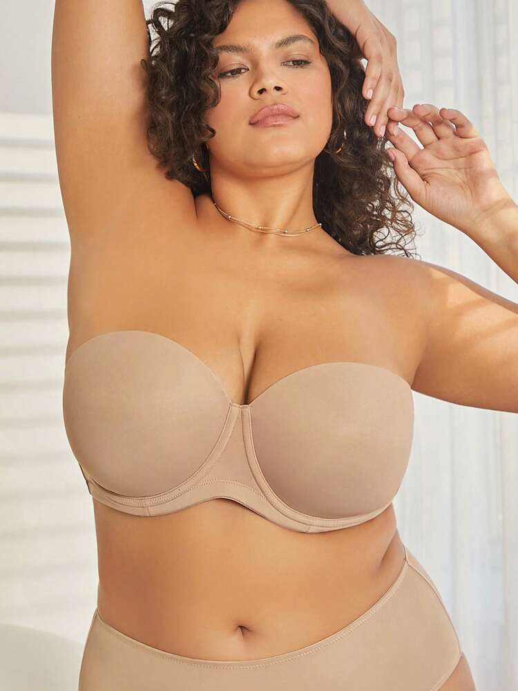 Plus Dream Curve Support + Strapless Push-Up Bra T-Shirt Lingerie As Outerwear Half Bra