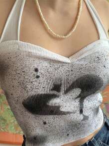 INAWLY Plus Size Women's Tie Dye Sleeveless Crop Tank Top