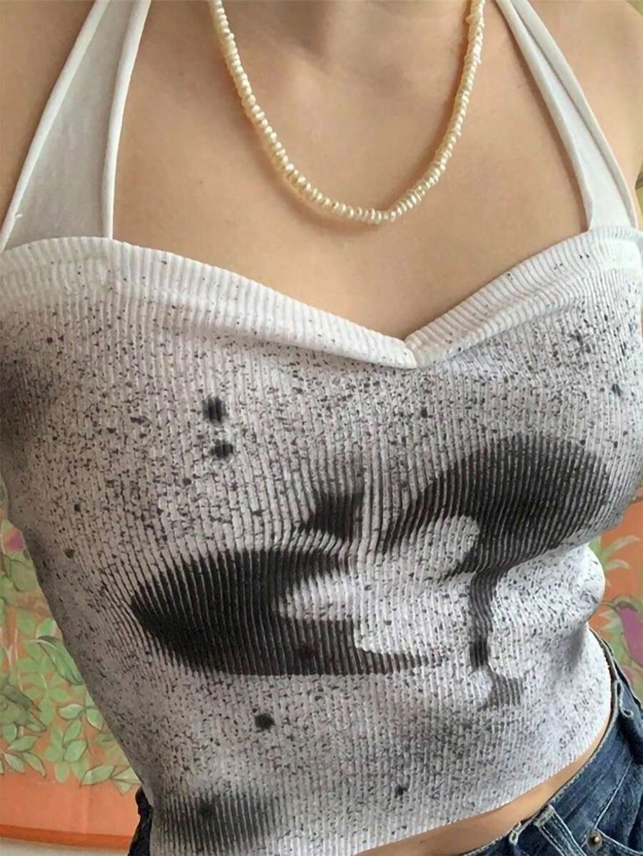 INAWLY Plus Size Women's Tie Dye Sleeveless Crop Tank Top