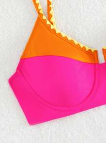 Swim Vcay Women's Summer Beach Contrast Color Contrast Trim Sexy Bikini Set, Bathing Suit, Swimwear - Multicolor - View 8