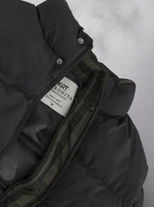 RueChic Men Plain Detailed Regular Puffer Coat - Black - View 3