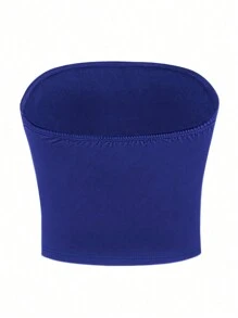 INAWLY Women's Letter Print Cropped Camisole Top, Casual Daily Wear - Royal Blue - View 2