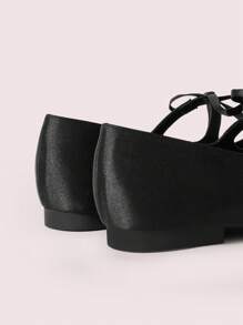 CUCCOO DOLLMOD Black Bowknot Low Vamp Flat Shoes, Comfortable Soft Sole Lady's Daily Commute Flat Shoes Halloween Sorceress - Black - View 7