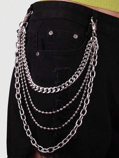 Grunge Punk 1pc Punk Style Multi-Layer Metal Waist Chain For Women