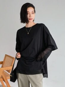 FRIFUL Women's Casual Solid Color Loose T-Shirt, Spring & Summer,Back To School Clothes Long Sleeve Women Tops,Fall Women Clothes - Black - View 8