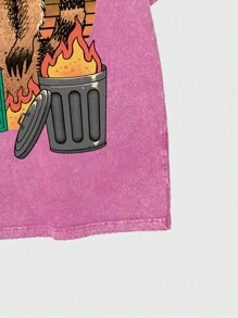 Vincenttrinidadart ROMWE MEN Męska koszulka z krótkim rękawem w stylu vintage, sprana, w stylu ulicznym