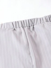 SHEIN 3 件套 Tween 男童休闲条纹开衫外套、背心和裤子套装，适合派对、休闲、上学、旅行等春秋季节 - 灰色 - 查看 7