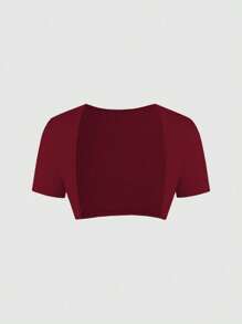 Sweetra Set de 2 piezas compuesto por un vestido de tirantes finos y una blusa de manga corta, lisos y casuales, para usar diariamente, ideal para Año Nuevo