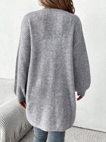 SHEIN Clasi Women'  Casual And Versatile Long Cardigan Without Buttons, Suitable For Outings, Vacations, Work, Shopping, And Gatherings. - Grey - View 2