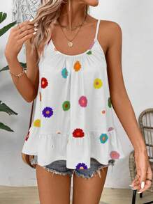 Breezaya 夏季花卉印花背心上衣 - 白色 - 查看 7