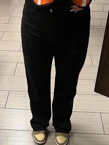 Star Print Straight Leg Jeans - Black - View 2