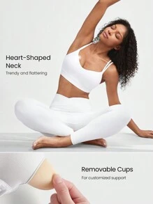 GLOWMODE FeatherFit™ Reggiseno sportivo a forma di cuore a doppia fascia, a basso impatto, per yoga e uso quotidiano