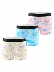 3pcs/Pack Men's Random Print Boxer Briefs - Multicolor - View 2