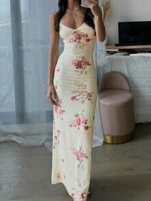 WOWDARK Damen Blumen-Muster Träger Lässig Urlaubskleid, modisch & sexy, Herbst