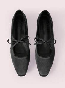 CUCCOO DOLLMOD Black Bowknot Low Vamp Flat Shoes, Comfortable Soft Sole Lady's Daily Commute Flat Shoes Halloween Sorceress - Black - View 8