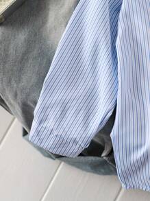 SHEIN 男童长袖衬衫，4岁男童夏秋款衬衫 - 藍色 - 查看 7