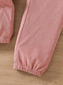 SHEIN 1 conjunto de macacão bordado floral e suéter de gola alta de malha canelada - Multicolorido - Ver 5