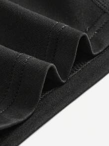 SHEIN Tween Girls' Athletic Shorts With Letter Pattern - Black - View 6